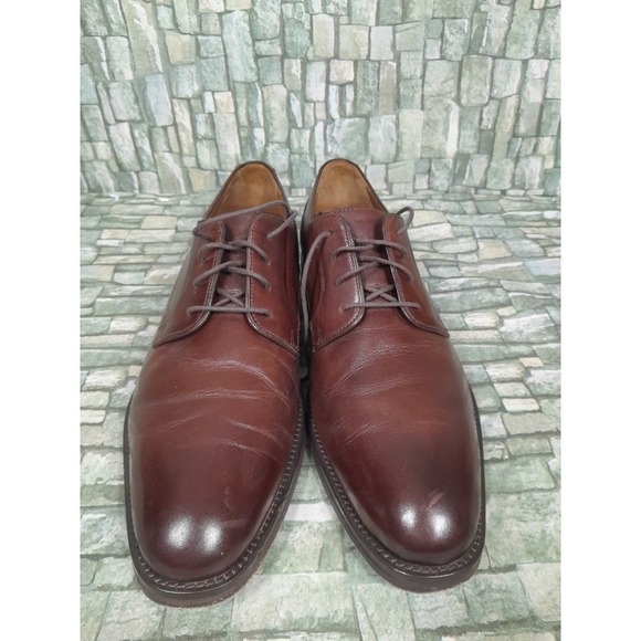 JOHNSTON MURPHY EDGERTON PLAIN TOE MENsz  10 M MAHOGANY LEATHER Oxford Derby - Picture 3 of 12